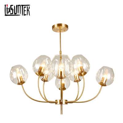 E27 Europe style 3 years warranty metal special gold glass ball chandelier indoor for home/hotel decoration